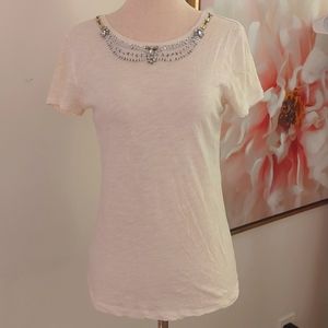 Loft Bejeweled Scoop Neck Tee